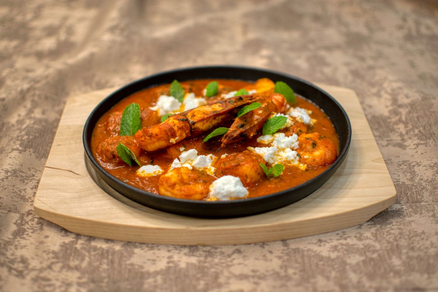 Coastal prawns in a dark Mangalorean masala